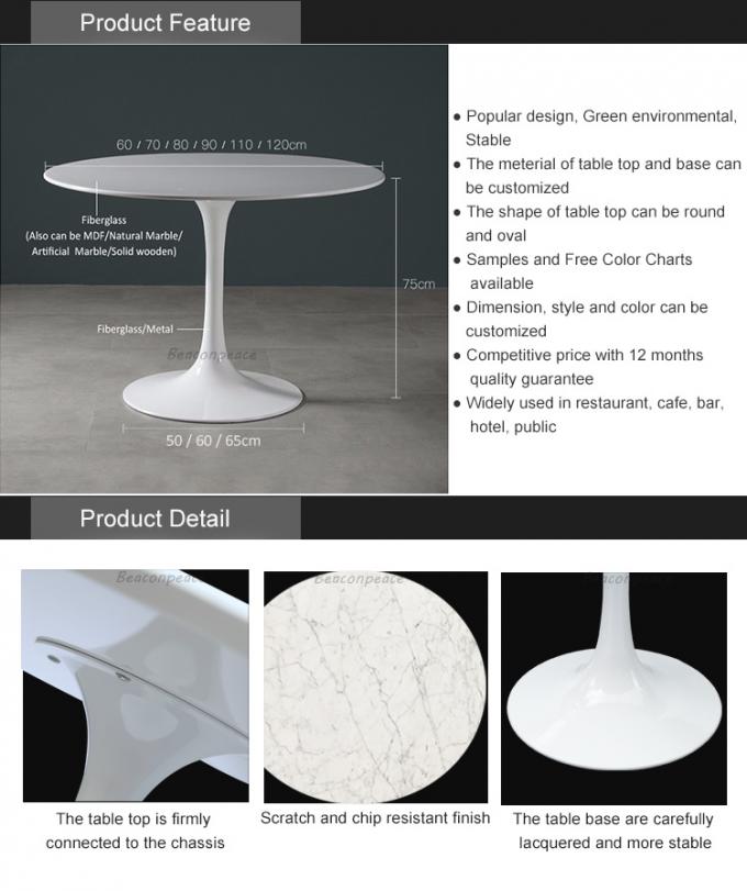 میز ناهار خوری سنگ مرمر سفید با پایه فلزی برای اتاق نشیمن
